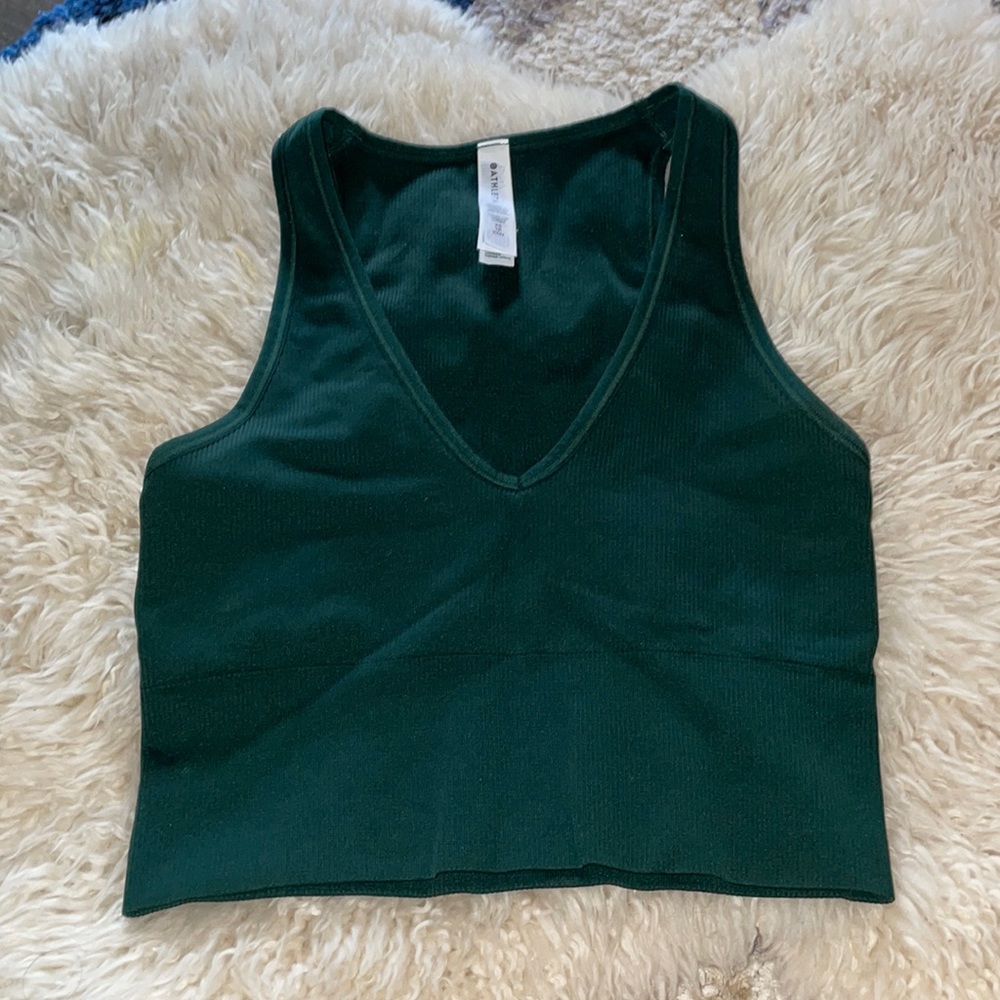 Athleta Cropped Tank Dark Green Size XS